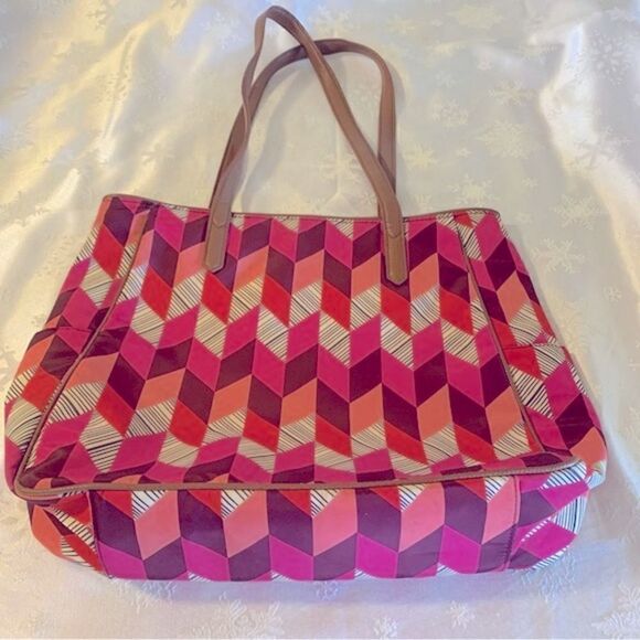 Vera Bradley Shoulder Bag Handbag Shopper Bohemian Chevron XL Gorgeous - Picture 8 of 9